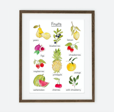 Plakat PLANSZA FRUITS | Plakat dla dziewczynki Kolekcja Wiosenne marzenie | dekoracja wnętrza pokoju dla dziewczynki