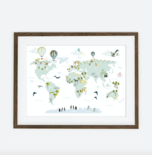 Plakat MAPA ŚWIATA | Mapa europy | dekoracja wnętrza pokoju dla dziewczynki