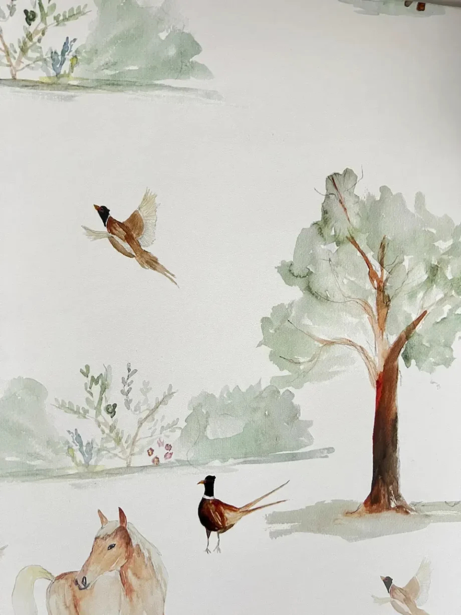 Ręcznie malowane ptaki tapeta do pokoju dziecka
