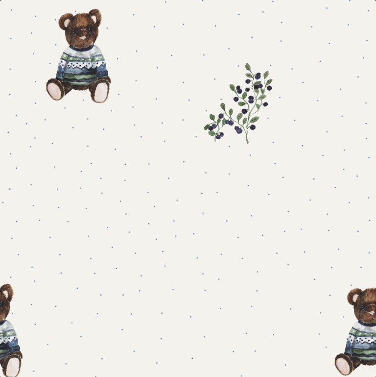 Detské tapety - Hubert medveď bodky - pre dievčenskú a chlapčenskú izbu