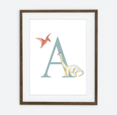 Initial Dinosaurs Initial for boy Retro Bunny Collection | interior decoration of a boy's room