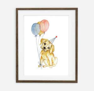 Плакат Маленький лабрадор | Плакат для дитини Собачий день народження Колекція | Прикраса інтер'єру для дитячої кімнати