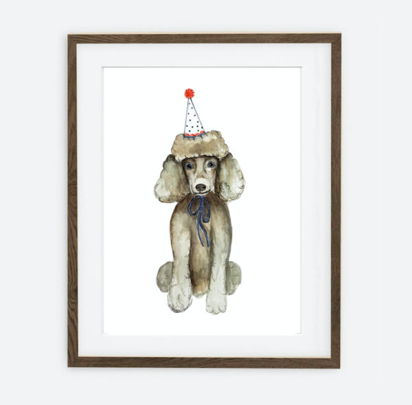 Plakat Szary Pudel | Plakat dla dziecka Kolekcja Psie urodziny | dekoracja wnętrza pokoju dla dziecka