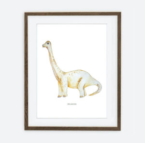 Plakatas Dinozauras diplodocous | Plakatas vaikui Šuns gimtadienio kolekcija | Interjero dekoravimas vaiko kambaryje