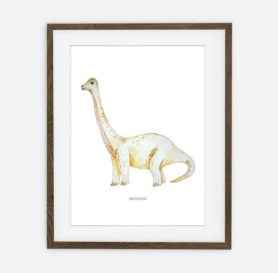 Plakat Dinozaur diplodocous | Plakat dla dziecka Kolekcja Psie urodziny | dekoracja wnętrza pokoju dla dziecka
