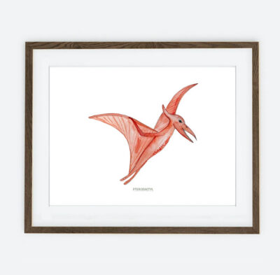 Plakat Dinozaur pterodactyl | Plakat dla dziecka Kolekcja Psie urodziny | dekoracja wnętrza pokoju dla dziecka
