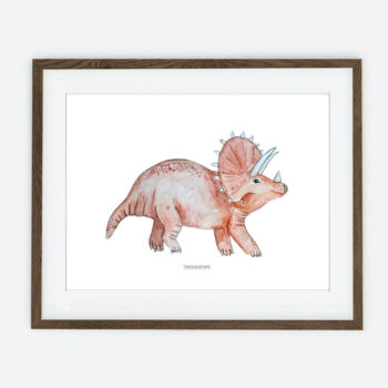 Dinozauro triceratopso plakatas | Vaiko plakatas Šuns gimtadienio kolekcija | Vaiko kambario interjero dekoravimas