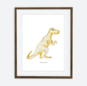 Poster Dinosaurus tyrannosaurus | Poster per il compleanno di un bambino Cane da collezione | Decorazione d'interni per la camera di un bambino