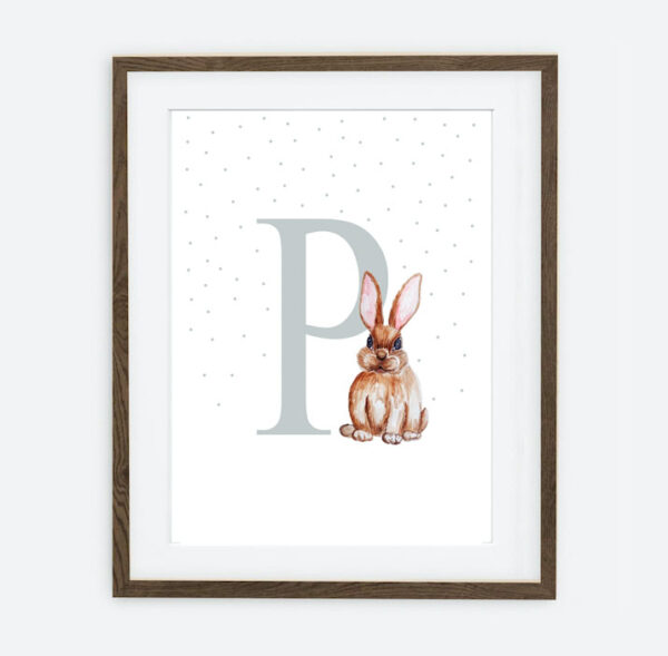 Initial Bunny Peter and dots Initial til dreng Retrokollektion Bunnies | værelseindretning til dreng