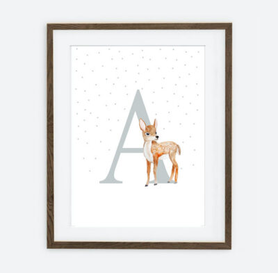 Initial Saren Albertina Initial for boy Retro Bunny Collection | interior decoration of a boy's room