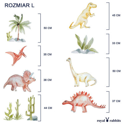 Naklejki na ścianę dinozaury do pokoju dziecka 8 NAKLEJKI DINOZAURY ROZMIAR L