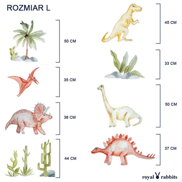 NAKLEJKI DINOZAURY ROZMIAR L