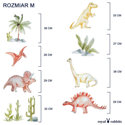 Naklejki na ścianę dinozaury do pokoju dziecka 7 naklejki ścienne w dinozaury