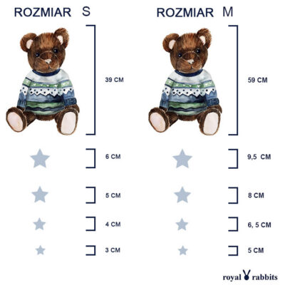 Naklejki na ścianę Miś i gwiazdki 5 Naklejki dla dzieci miś i gwiazdki