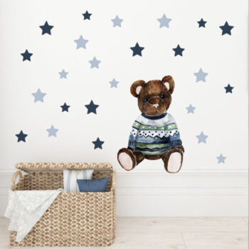 Nálepky na stenu pre deti s medvedíkom a hviezdičkami