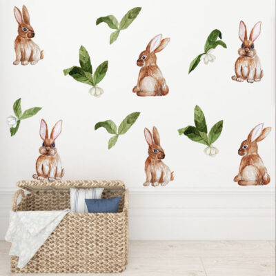 Stickers Bunnies in the grass Wall sticker for boy Forest motif | room interior decoration for boy.