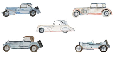 Naklejki na ścianę samochody - retro auta do pokoju chłopca 6 naklejki vintage car scaled