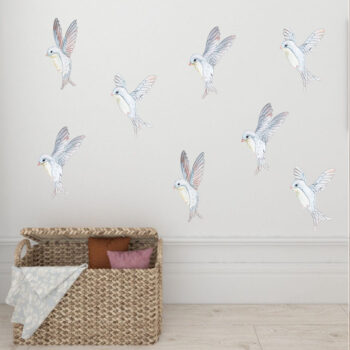 Paukščių lipdukas Sienų lipdukas mergaitėms Paukščių motyvas | kambario interjero dekoravimas mergaitėms