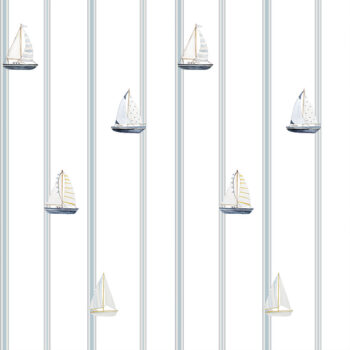 Tapetai jūros valtys | Tapetai berniukui Laivo motyvas | Interjero apdaila berniuko kambariui