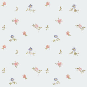 Tea and blue flowers wallpaper | Wallpaper for home Flowers motif | room interior decoration for home.