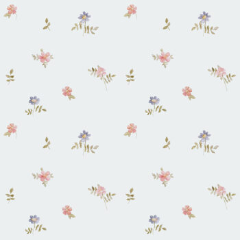 Tea and blue flowers wallpaper | Wallpaper for home Flowers motif | room interior decoration for home.