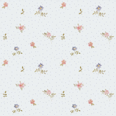 Wallpaper in tea flowers and dots