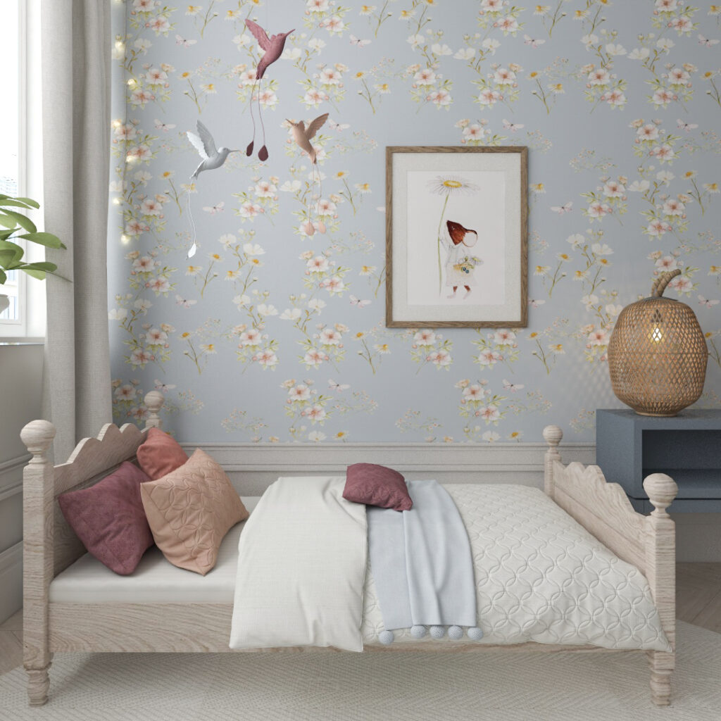 Wallpaper for a girl's room floral wallpaper. boho style wallpaper