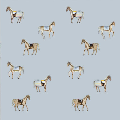 Wallpaper in horses blue | Wallpaper for boy Horses motif | interior decoration of room for boy