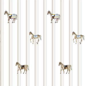 Wallpaper in horses white stripes | Wallpaper for boy Horses motif | interior decoration of room for boy