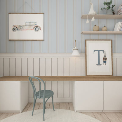 Striped wallpaper beige blue brown