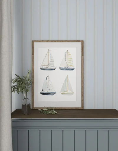 Striped wallpaper blue beige brown