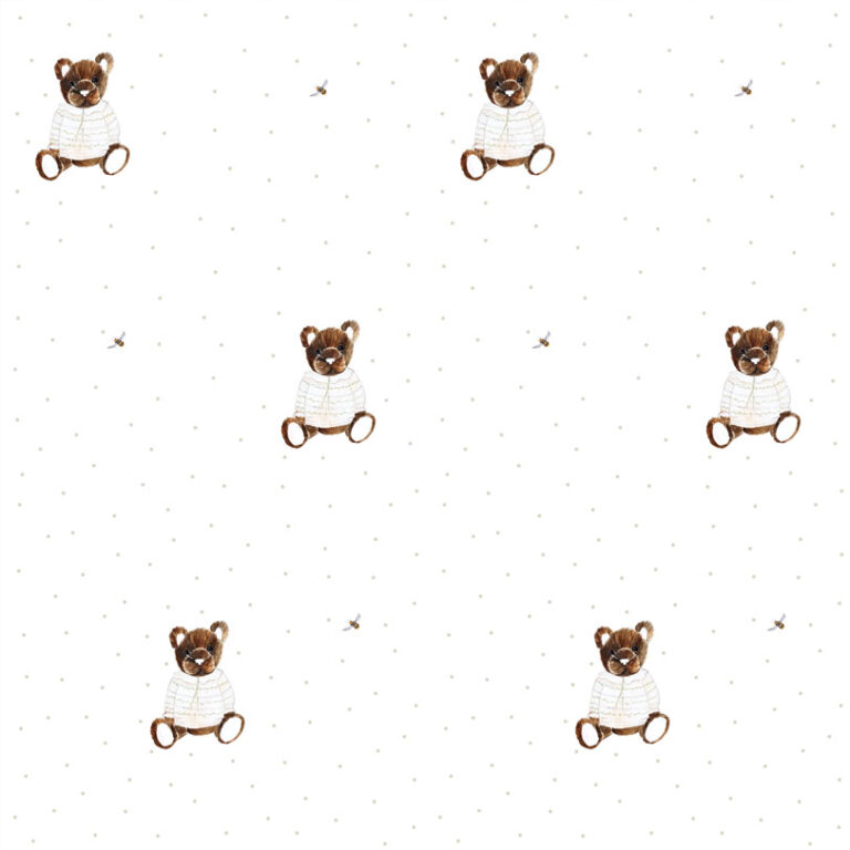 Alinka teddy bear wallpaper | Wallpaper for girls Teddy bear motif | room interior decoration for girls.