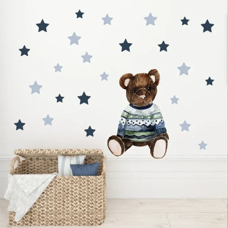 Aufkleber für Kinder mit Teddybär und Sternen