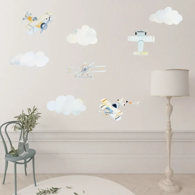 Nálepky na stenu pre deti lietadlá a mraky