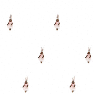 Bunny Tapete und winzige rosa Punkte | Tapete für Mädchen Bunny-Motiv | Raumgestaltung für Mädchen