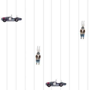 Tapeta samochód mustang shelby i królik rajdowiec | Tapeta dla chłopca Motyw Samochody | dekoracja wnętrza pokoju dla chłopca
