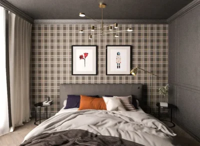 Checkered wallpaper for modern bedroom
