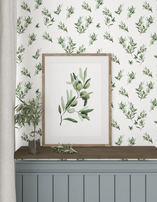 Papel de parede verde-oliva para a cozinha