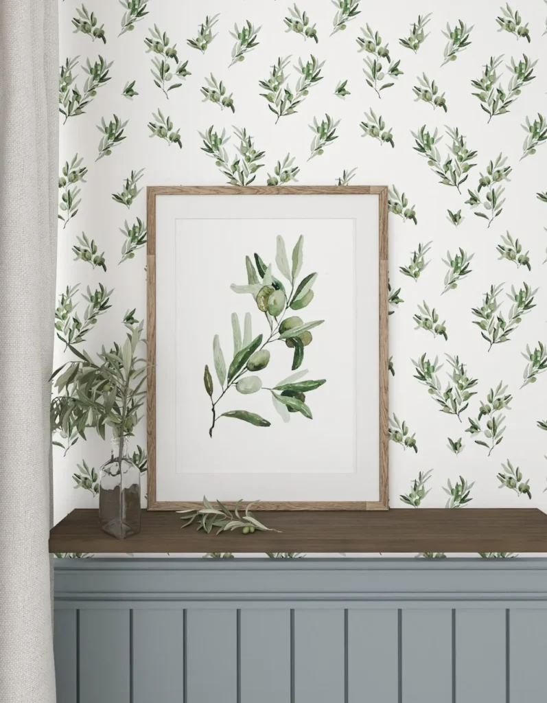 Tapeta do kuchni oliwki w stylu modern fam house