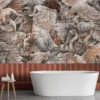 Żurawie tapeta mural brąz