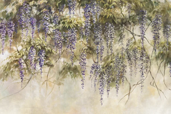 Tapeet lilled rippuvad wisteria