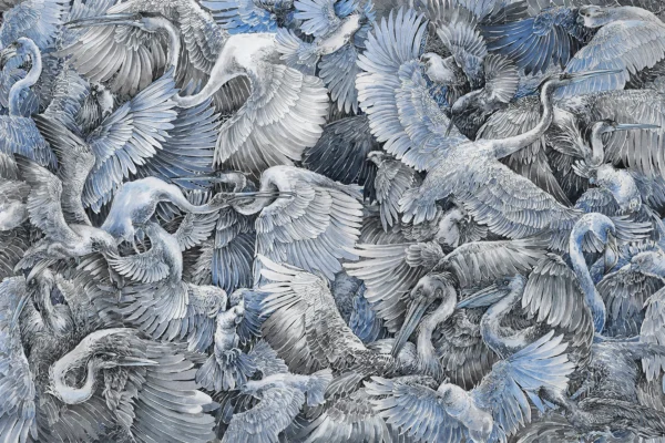 Fototapeta mural z żurawiami blue
