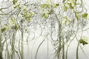 Produkty 54 Tapeta liście i winogrona mural