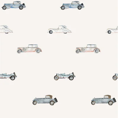 Wallpaper in old cars for a boy's room