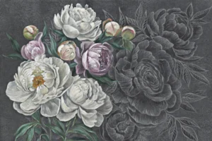Kvetinová nástenná maľba s veľkými kvetmi