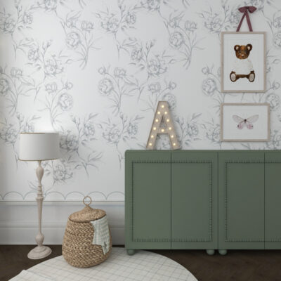 Tapeta na wymiar w linearne peonie w kolorze błękitmu,