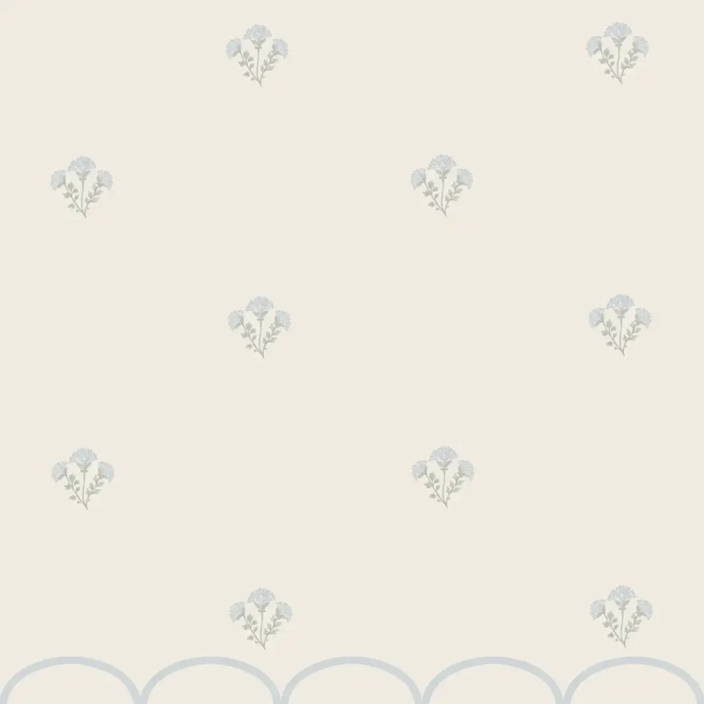 Wallpaper for girl in blue flowers with frills