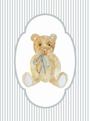 Poster ourson beige avec noeud bleu