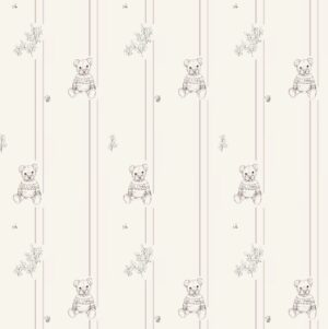 Beige wallpaper with teddy bear for baby's room