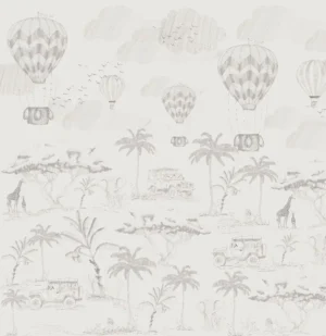 Beige safari wall mural for a boy's room